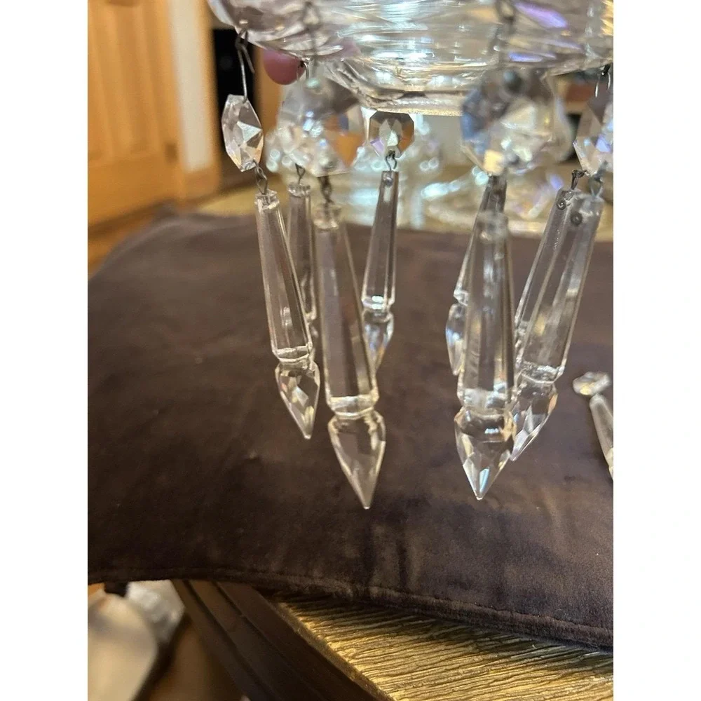 10 Vintage antique Cut Crystal Glass Chandelier Icicle Prisms Antique